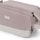 WANDF Toiletry Bag for Men Travel Toiletry Organizer Canvas and Leather Dopp Kit Water-Resistant Shaving Bag for Travel Accessories (Light Pink, Large) - Roamly