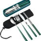 VANRA 4-Piece Portable Travel Utensils Set with Case 18/8 Stainless Steel Flatware Set Reusable Cutlery Set with Fork Spoon Knife Chopstick for Lunch Travel Camping School Work Picnic (Deep Green)