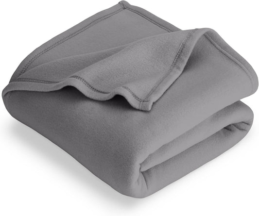 Bare Home Polar Fleece Blanket - Throw - Grey - Warm & Cozy - Premium Fleece for Bed, Sofa, Camping, Travel and Cold Nights - Lightweight Blanket (Throw, Grey)