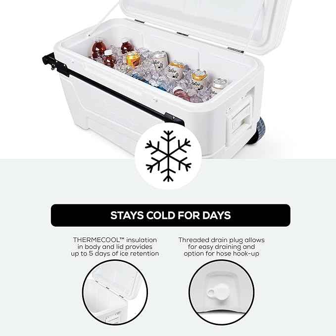 Igloo Maxcold Glide 110Qt Wheeled Cooler | Insulated Hard Shell Ice Chest