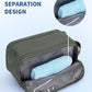 WANDF Toiletry Bag for Men Travel Toiletry Organizer Canvas and Leather Dopp Kit Water-Resistant Shaving Bag for Travel Accessories (Green, Large) - Roamly