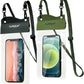 Large Waterproof Phone Pouch 2 Pack, IPX8 Waterproof Cell Phone Case Dry Bag Compatible with iPhone 15 14 13 12 Pro Max/Galaxy S23 Ultra S22 Pixel 4 XL Up to 7.5", Black+Army Green