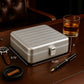Bey-Berk Prague Aluminum Watch Case in Silver – 9-Slot Locking Travel Box with Soft Interior for Watch Storage