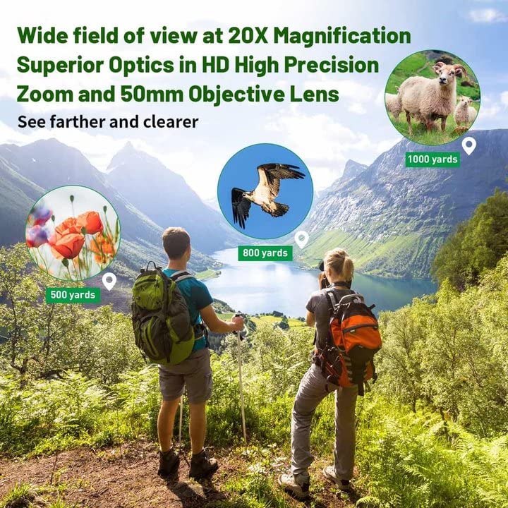 Binoculars for Adults 20x50 High Power Low Light Waterproof HD Compact Binoculars