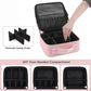Travel Makeup Bag with Magnetic Removable Lighted Mirror, Cosmetic Bag Organizer with Mirror 360° Angle, Tri-Color LED Lighted Makeup Case, Portable Makeup Travel Train Case with Adjustable Dividers