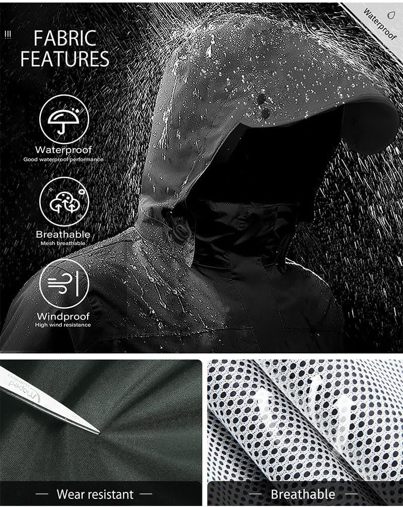iCreek Rain Suit Waterproof Jacket with Pants 2 Pieces Breathable Lightweight Packable Raincoat with Hooded Rain Gear Unisex
