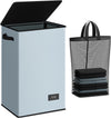 SOLEDI Laundry Hamper with Lid 90L Large & Tall Collapsible Laundry Basket, Clothes Hamper with Bag Removable Easy to Carry, Dirty Hampers for Bedroom, Bathroom, Dorm, College, Blue Grey