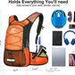 Insulated Hydration Backpack Pack with 3L BPA Free Leak Proof Water Bladder, Large Storage Lightweight Hiking Daypack with Waist Pouches & Cooler Layer, for Running, Biking, Camping, Festival - Roamly