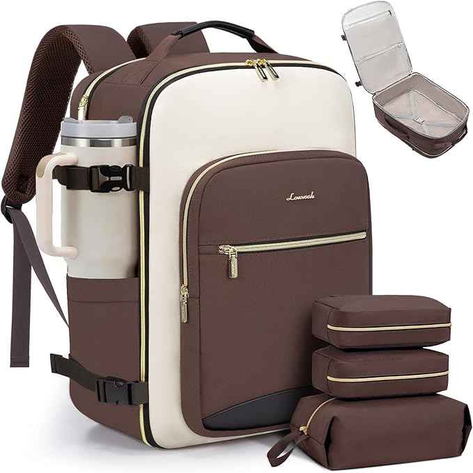 LOVEVOOK 50L Travel Backpack for Women & Men, Airline Approved Carry On Luggage with 3 Packing Cubes, TSA Overnight Bags, Waterproof Personal Item Bag, Weekender Essentials Backpacks fits 17" Laptop