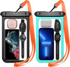 Temdan 2 Pcs Waterproof Phone Pouch, [Up to 10" Large] Universal IPX8 Waterproof Cell Phone Case Dry Bag with Lanyard for iPhone 16 Pro Max/16E/15/14/13,Galaxy S25 Ultra/S24/S23 for Vacation -Green