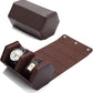 Oirlv Luxury Hexagonal Leather Watch Travel Case Watch Organizer Case for Men Portable Jewelry Storage Roll Organizer(2-Slot,Brown)
