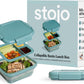 STOJO Collapsible Bento Box, Reusable, Leak-Proof, Microwave & Dishwasher Safe, Premium Lunch Container with Divider – Space-Saving, Transparent Design (Eucalyptus, 6-Cup/1.5L)