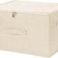 ANMINY Storage Bins with Zipper Lids 36 Qt Lidded Fabric Storage Boxes Baskets Cubes with Handles Collapsible Washable Cotton Linen Closet Shelf Clothes Organizer Containers - Beige, Large