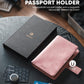 VULKIT Passport Holder with Airtag Holder RFID Blocking Passport Wallet Travel Leather Passport for Women(Pink)