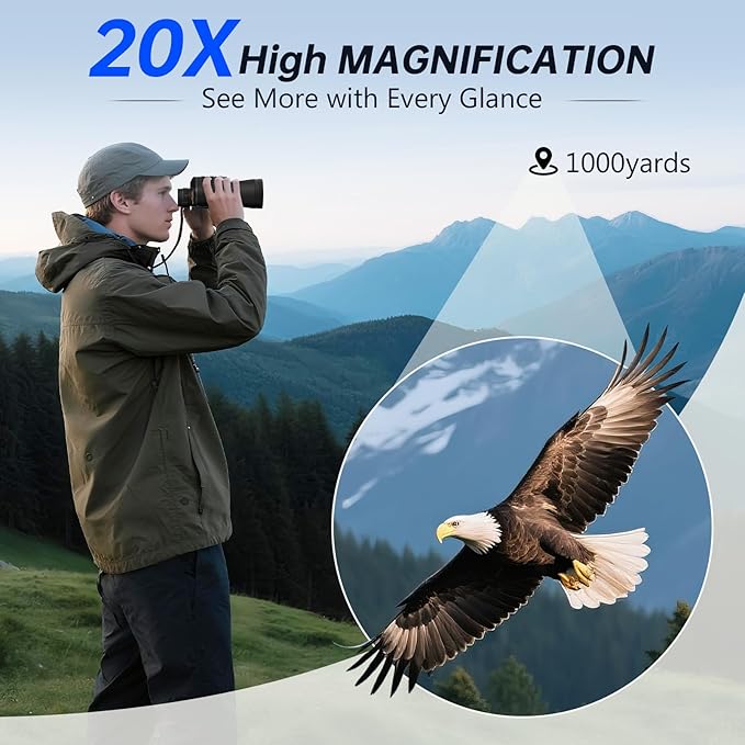 20x52 Binoculars for Adults High Powered - ERUIDI Bird Watching Binoculars with Long Range View for Cruise Ship Hunting Travel Stargazing Sports