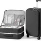 mixi 24 Inch Carry On Luggage 22x14x9 Airline Approved PC Hard Shell Suitcase Top Opening Aluminum Frame Travel Suitcases with Wheels, Blcak