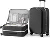 mixi 24 Inch Carry On Luggage 22x14x9 Airline Approved PC Hard Shell Suitcase Top Opening Aluminum Frame Travel Suitcases with Wheels, Blcak