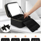 Travel Makeup Bag with LED Mirror Double Layer Makeup Case with Lighted Mirror Dual Layer Cosmetic Train Case Portable Artist Organizer Bag with Dividers and Rechargeable Vanity (Black, Small)