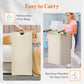 Lifewit 170L Triple Laundry Hamper with Lid, Extra Large Bamboo Laundry Basket Dirty Clothes Hamper,3 Section Laundry Bin Organizer for Laundry Room Bedroom with 3 Removable Liners & Bags, Beige
