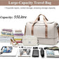 Extra Large Travel Duffle Bag,Carry on Overnight Bag with Shoes Compartment,Weekender Bags for Women for Travel Business Trips Sport Hospital,3 Pcs Set,Beige & Brown