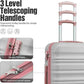LONG VACATION 6 Piece Luggage Set Carry on Suitcase with ABS+PC hardshell, Spinner Wheels & YKK Zipper TSA Lock (GREY-PINK, 6 piece set)