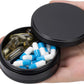 Pill Box 2 Compartment Pill Case - Portable Metal Travel Pill Container for Pocket or Purse, Waterproof Pill Organizer Holder for Medicine Vitamin Fish Oil and Supplements
