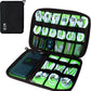 Electronics Travel Organizer,Portable Waterproof Electronic Travel Storage Bag for Small Charging Cord Storage,Charger,SD Card etc,for Travel,Business -Black Green