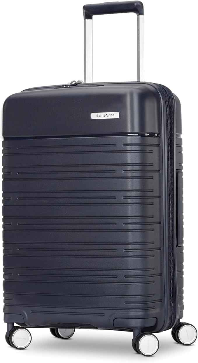 Samsonite Elevation Plus - Carry-On Hardside Luggage - Scratch Resistant Polypropylene Shell, RightHeight™ Adjustable Handle, Integrated AirTag Holder, TSA Lock, WetPak™ Compartment - Midnight Blue