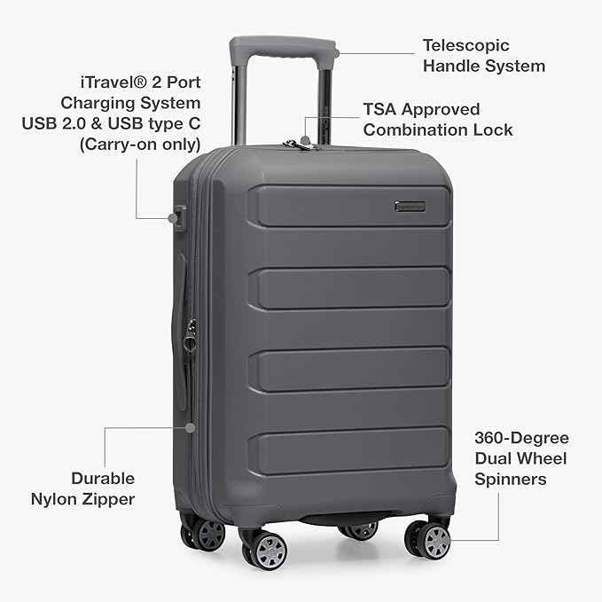 Traveler's Choice Pagosa Hardshell Expandable Luggage with Spinner Wheels, Gray, 2-Piece Set (22/26)
