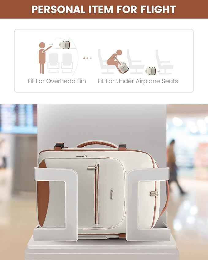 LOVEVOOK Travel Backpack for Women & Men 40L,Airline Approved Carry On Backpack Travel Essentials,TSA Carry on Luggage,Waterproof Personal Item Travel Bag,Suitcase with 3 Packing Cubes,Beige-Brown