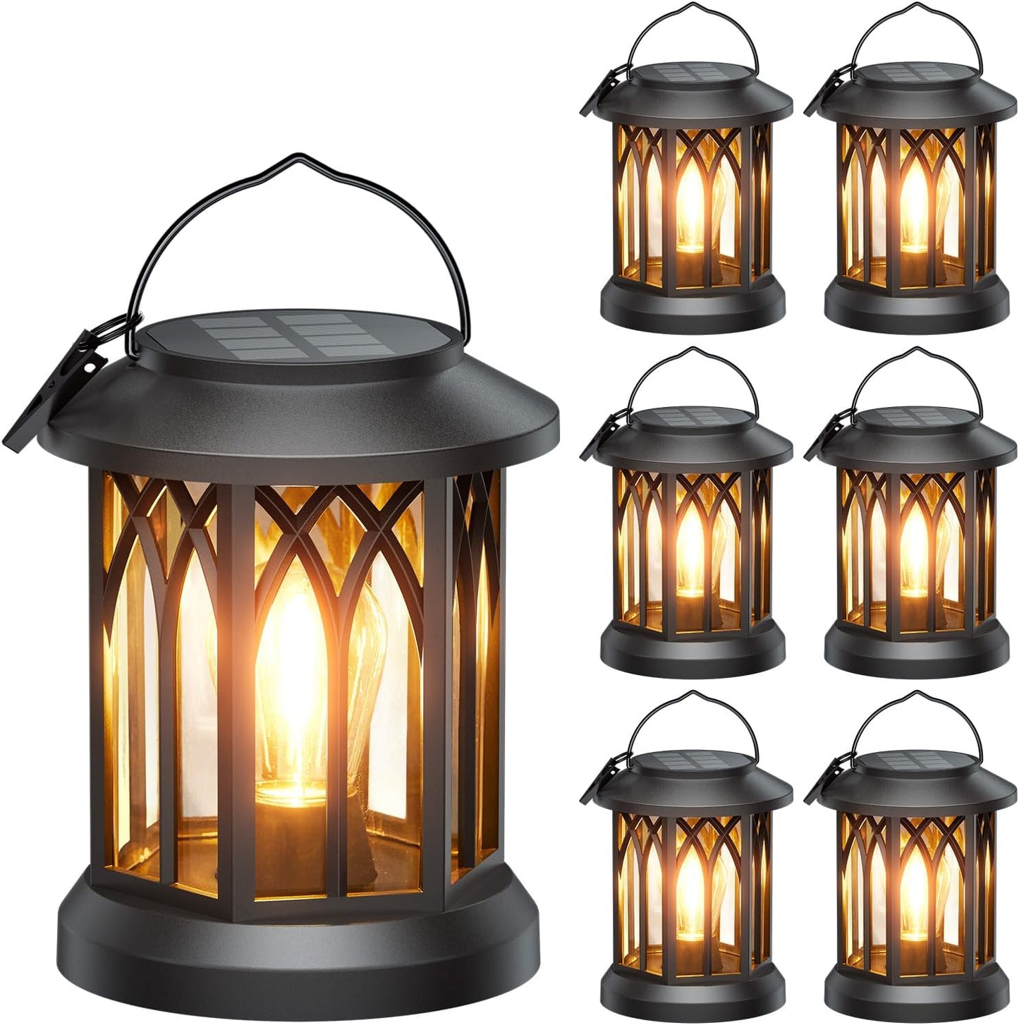 WdtPro Solar Lanterns Outdoor Waterproof, Upgraded Bright Hanging Solar Lights for Outside,Solar Powered Lanterns Lighting LED for Garden Patio Yard Decorative 6 Pack (Warm Light)