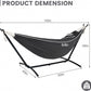 Lazy Daze Hammocks Double Hammock with 9ft Space-Saving Steel Stand Includes Portable Carrying Case, 450 Pounds Capacity (Dark Grey)