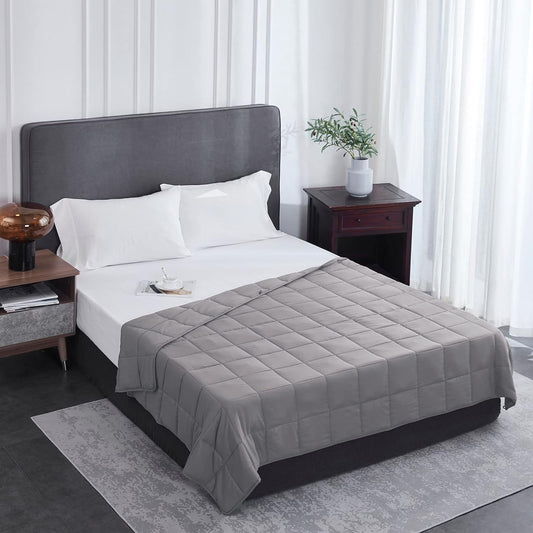 L'AGRATY Weighted Blanket - 60"x80" 22lbs Cooling Breathable Heavy Blanket Microfiber Material with Glass Beads for Adult All-Season Summer Fall Winter Soft Thick Comfort