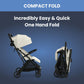 Delta Children Icon Ultra Compact Lightweight Everyday & Travel Stroller - One-Hand Fold - Only 15.6 Pounds - Fits in Overhead Compartments - Greenguard Gold Certified - Multi-Position Recline, Cream