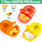 Serfeymi Weekly Travel Pill Organizer 2 Times A Day AM PM Upgraded Rainbow Pill Box 7 Day with Portable Zipper PU Leather Pill Case, Medicine Organizer for Pills, Vitamins, Fish Oils - Purple-01