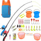 Urban Deco Kids Fishing Pole Kit 2 Pack, Portable Telescopic Kids Fishing Rod with Tackle Box, 2 Fishing Net and 2 Bucket for Beginners, Boys,Girls,Youth