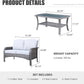 HOOOWOOO Patio Furniture Set,Outdoor High Back Loveseat Set,All Weather Wicker 2-Seater-Sofa Love Seat with Table,Light Gray