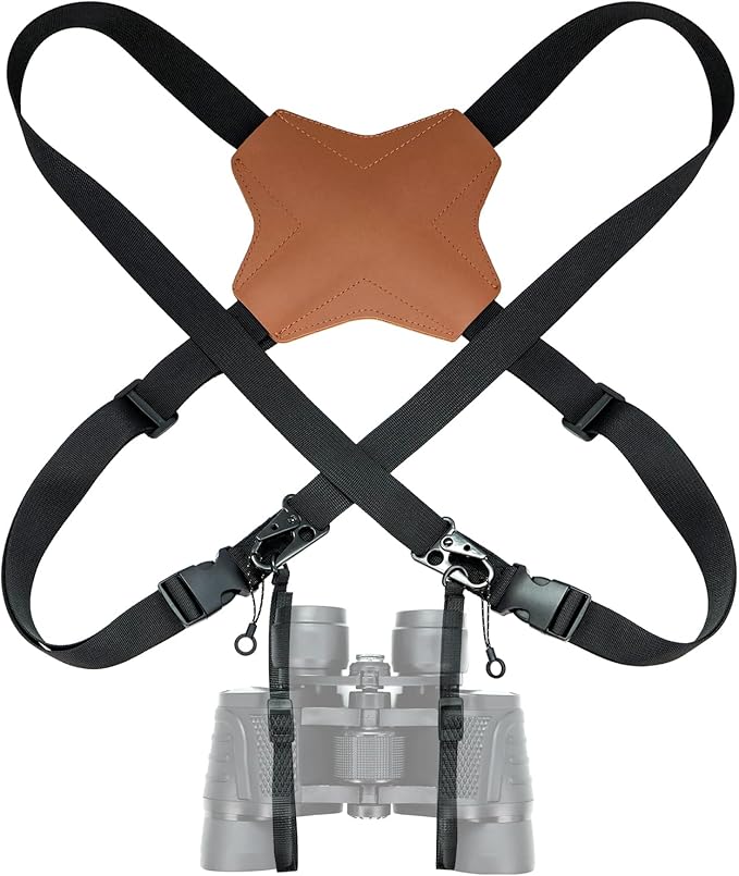 Binocular Harness Strap, Adjustable X-Shaped for Hunting, Hiking & Birding, Bino Harness Fits for Carrying Binocular, Cameras, and More