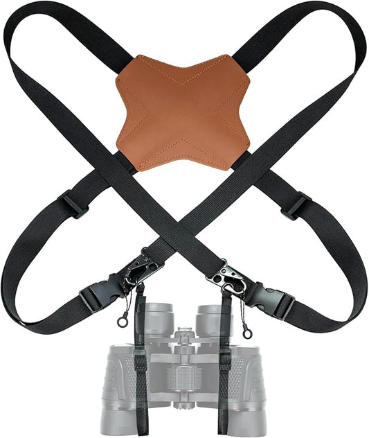 Binocular Harness Strap, Adjustable X-Shaped for Hunting, Hiking & Birding, Bino Harness Fits for Carrying Binocular, Cameras, and More
