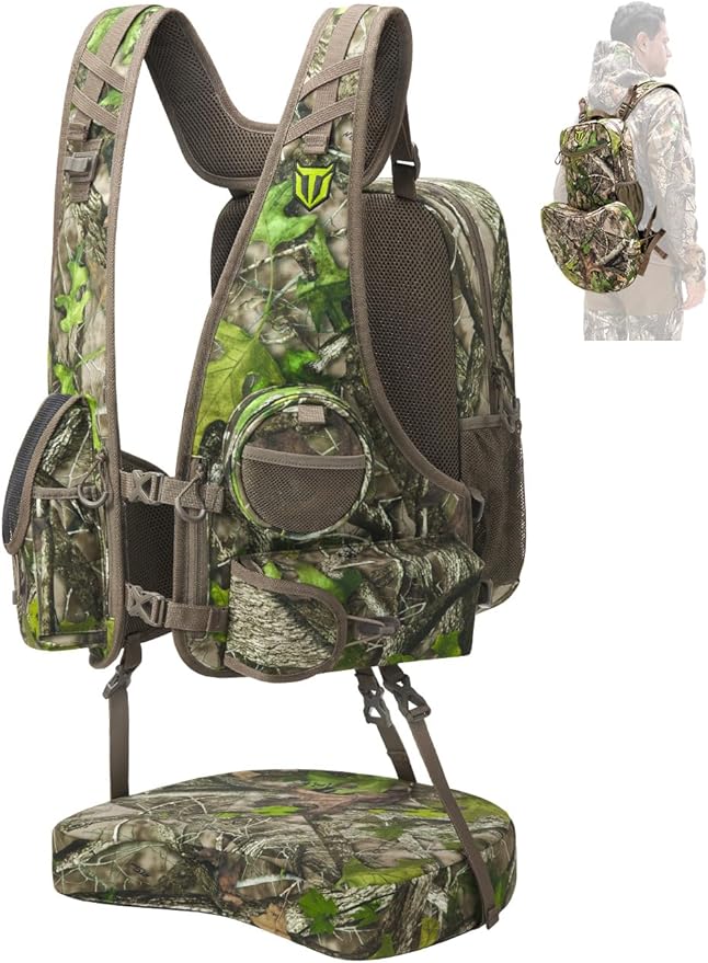 TIDEWE Vest with Seat, Lightweight Vest with Multi-Compartment Storage, Portable Backpack with 11 Adjustable Straps