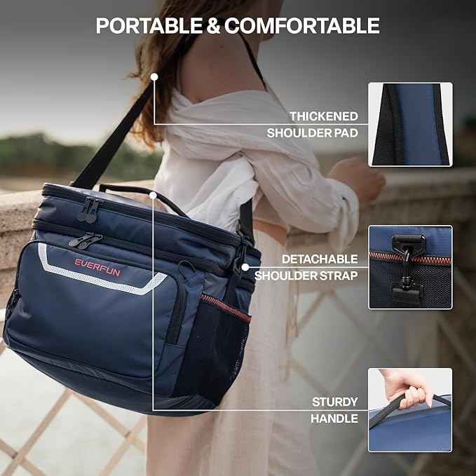 EVERFUN Small Cooler Bag 24/48 Can Insulated Lunch Box Double Deck Soft Leak-Proof Waterproof Collapsible Ice Chest for Men Women Work Travel Car Trip Picnic Beach