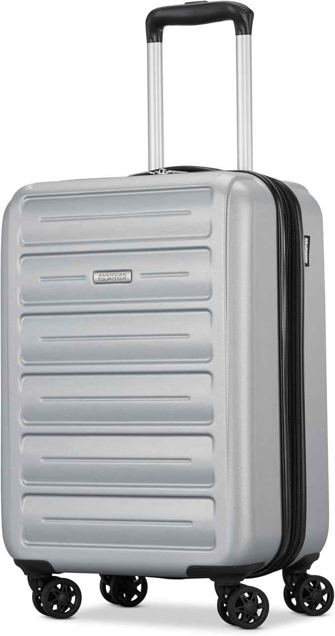 American Tourister Westridge Hardside Luggage Set with Spinner Wheels, Silver, Carry-On