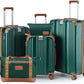 Luggage Set 3 Piece with Cup Holder,Hardshell TSA Lock Spinner Wheels Carry on Lightweight Suitcase，Hook and YKK Zippers for Valentine Gifts(Dark Green, 5 piece sets(20/24/28/DB/TB))
