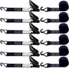6 Pack 2 inch Ratchet Straps Heavy Duty J Hook 2 in x 15ft with Strong Ratcheting, Cargo Load Tie Down Strap 2200lbs Working Load for Trucks Black
