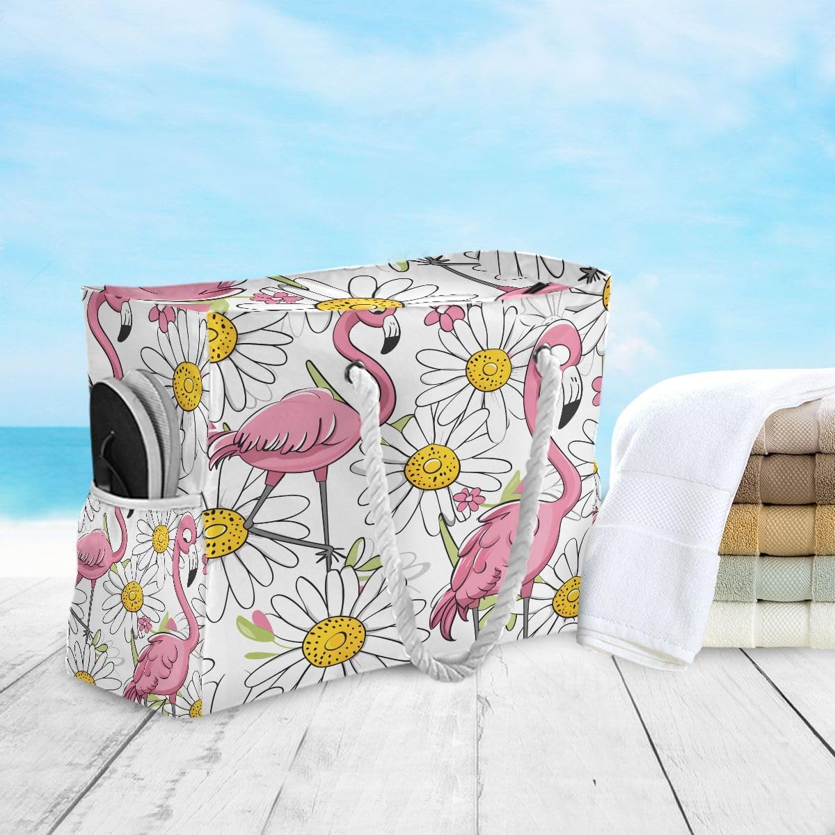senya Large Beach Bags Totes Canvas Tote Shoulder Bag Soft Wave Water Resistant Bags for Gym Travel Daily Ocean