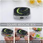 Metal 2 Compartment Pill Organizer Travel Friendly Portable Compact Pill Box Cute Pill Case to Hold Vitamins,Fish Oil,Supplements,Meds,Tablet for Purse,Pocket. (The Skeleton on The Moon)