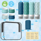 16Pack Travel Bottles for Toiletries, TSA Approved Travel Size Toiletries Containers Set, Silicone Leak Proof Refillable Bottles Elastic Sleeves Creams Jars Accessories Kit W/Clear Bag (Mint Green)