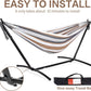 PNAEUT Double Hammocks with Stand for Outside, Portable Space Saving Heavy-Duty Steel Stand for Indoor Outdoor Patio with Carrying Bag, 450 lbs Capacity (Coffee)
