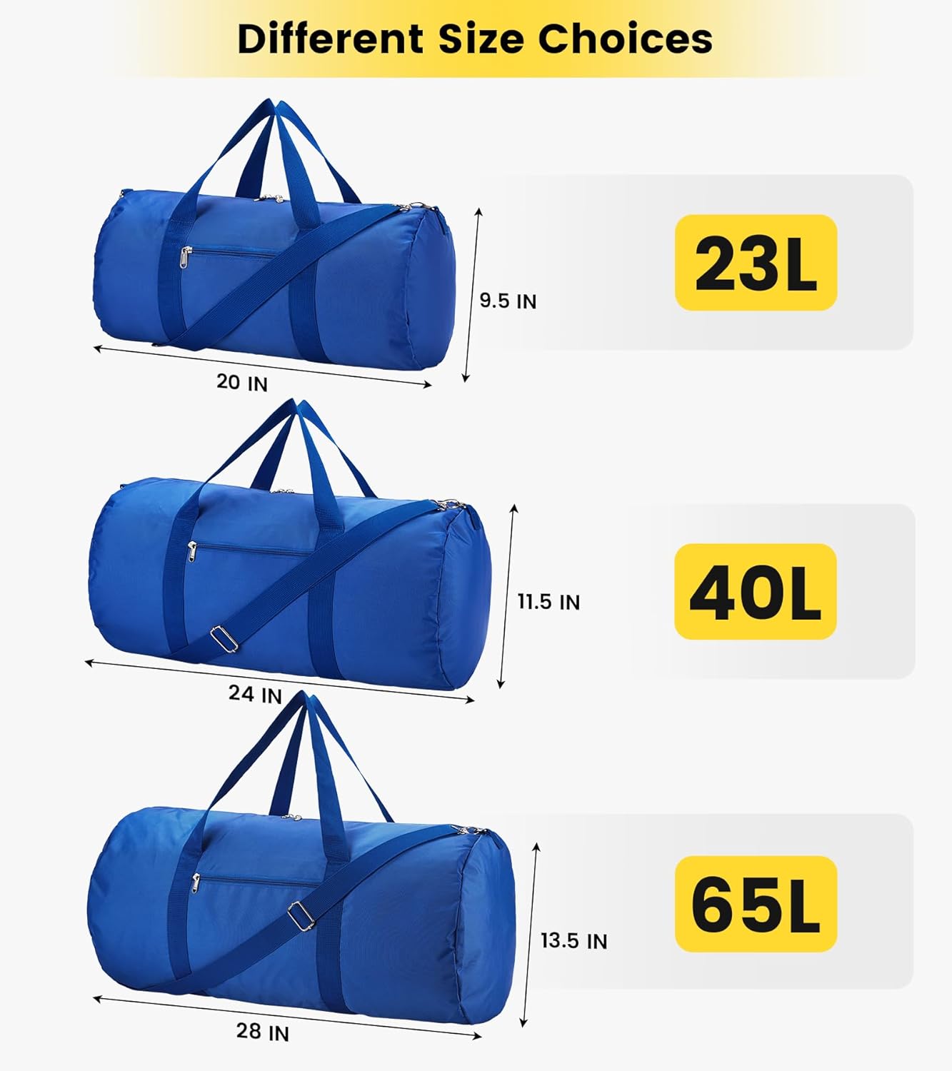 Vorspack Duffel Bag 20-24-28 Inches Foldable Gym Bag for Men Women Duffle Bag Lightweight with Inner Pocket for Travel Sports - Roamly
