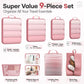 Veken 9/11 Set Compression Packing Cubes for Travel Essentials,Compressible Expandable Large Luggage Suitcase Organizer Bags for Clothing,Durable Space Saver Storage Bags with Toiletry Bags(Pink)